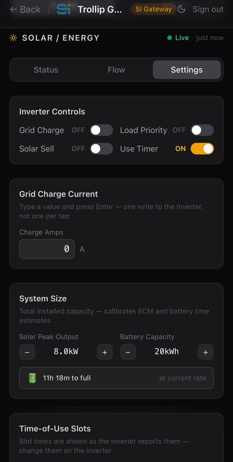 Inverter controls from the phone